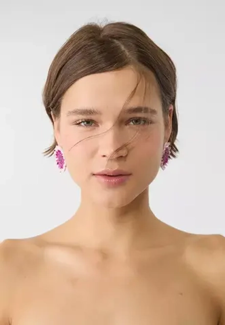 STRADIVARIUS Серьги с цветами, розовый