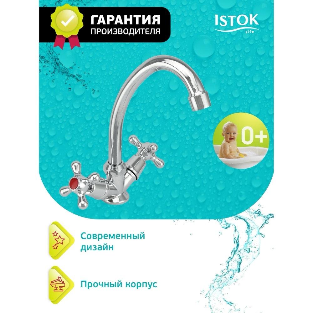 Смеситель для умывальника двуручный. Силумин. АКЦИЯ