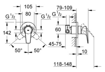 Гигиенический душ встраиваемый Grohe BauFlow 124900 хром