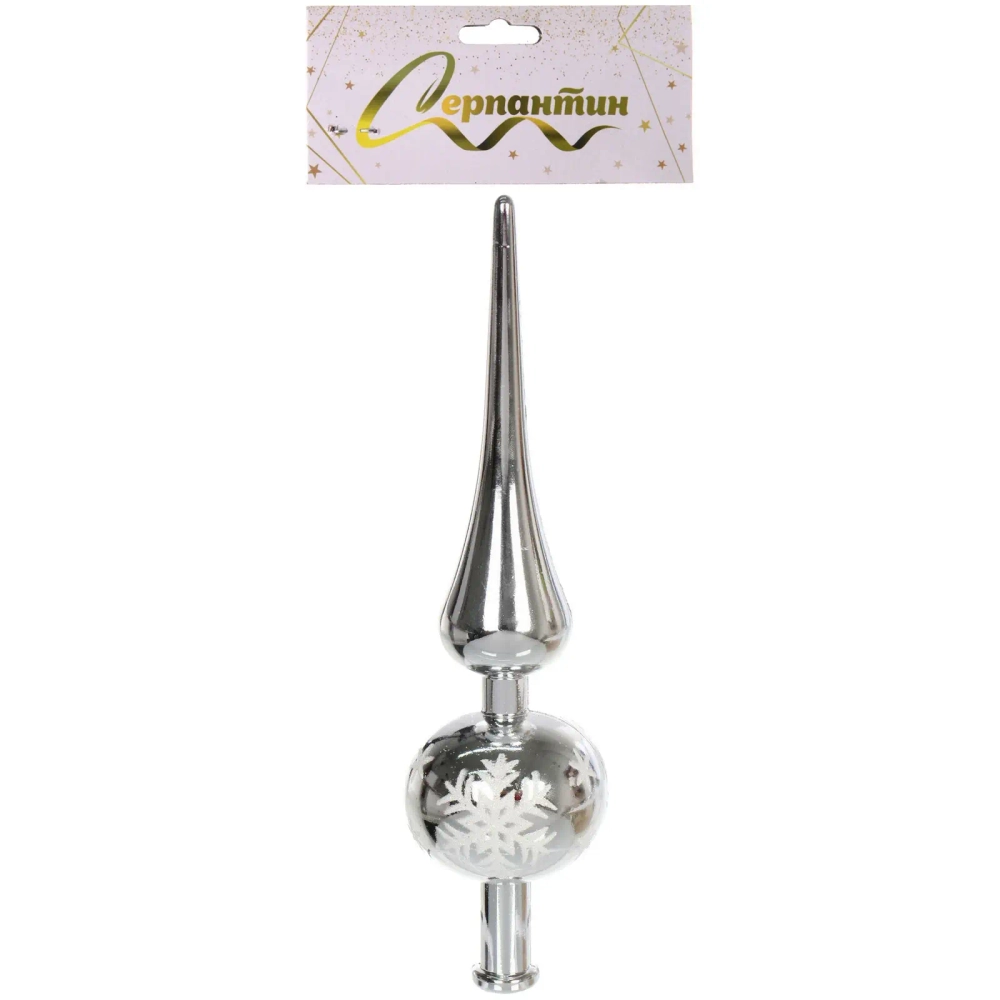 Верхушка на ёлку 23 см «Снежинка», Серебро/белый