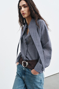 ZARA РЕМЕНЬ ИЗ 100% ЗАМШИ С ОРГАНИЧЕСКОЙ ПРЯЖКОЙ, КОРИЧНЕВЫЙ