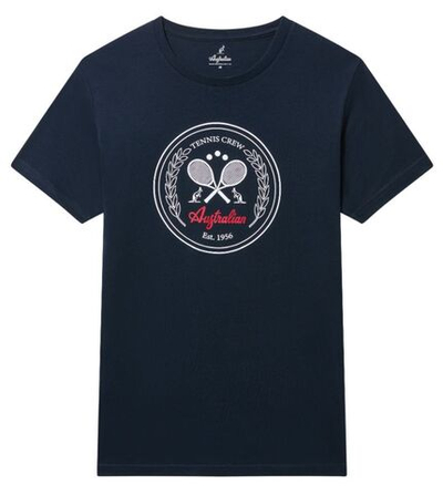 Мужская теннисная футболка Australian Cotton Crew T-Shirt - blu navy