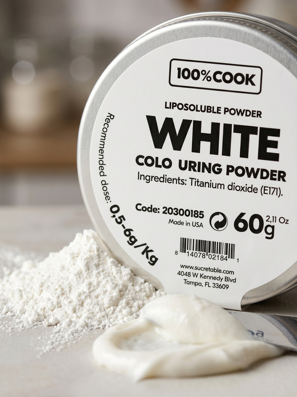 Белый Жирорастворимый Краситель пищевой порошок, 100%COOK, 60 г