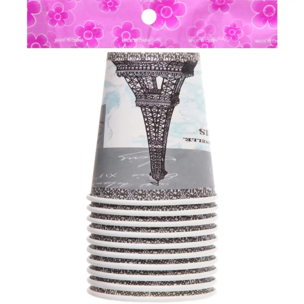 Стакан бумажный 0,2л в наборе 10 шт «Париж»