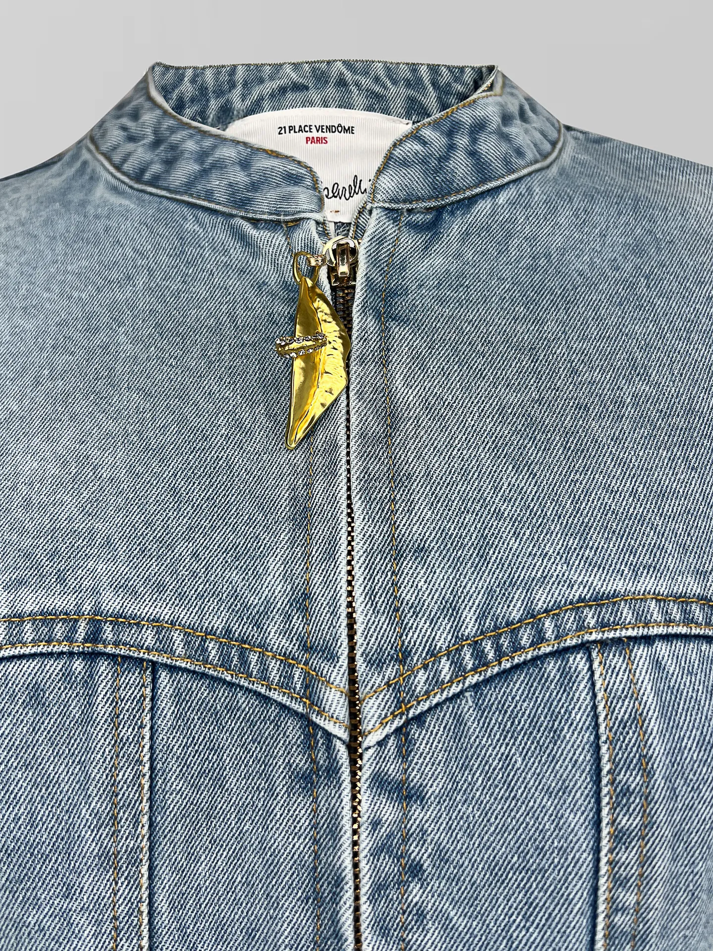 Платье 5342 джинсовое на молнии с расклешенной юбкой