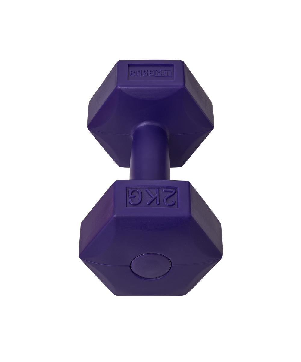 Гантель гексагональная DB-305 2 кг, пластиковый, фиолетовый, пара