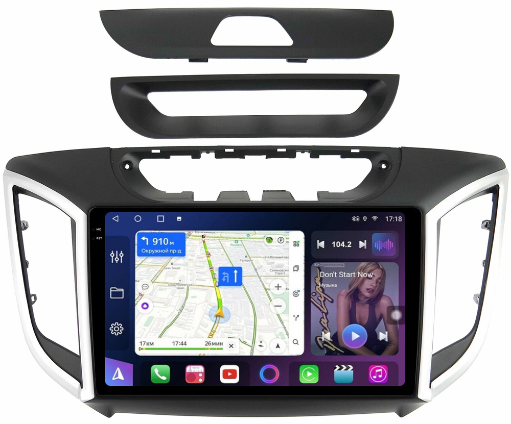 Магнитола для Hyundai Creta 1 2016-2021 (рамка 9) - FarCar BM9-2K-8004-9 монитор 9.5" 2K QLED на Android 14, TS10, 4+32Гб, CarPlay, 4G SIM-слот