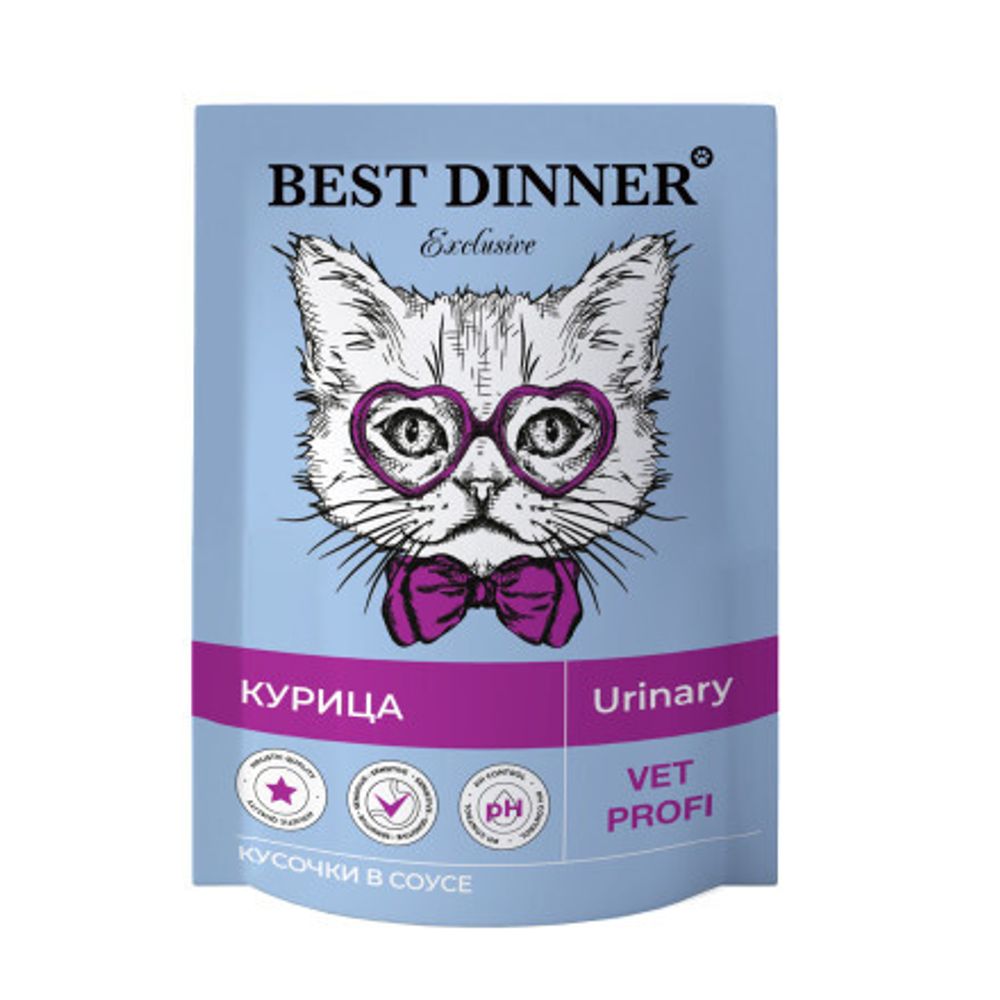 Best Dinner 85г пауч Vet Profi Urinary Влажный корм для кошек и котят МКБ Курица