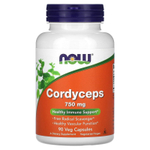 NOW Foods, кордицепс, 750 мг, 90 растительных капсул