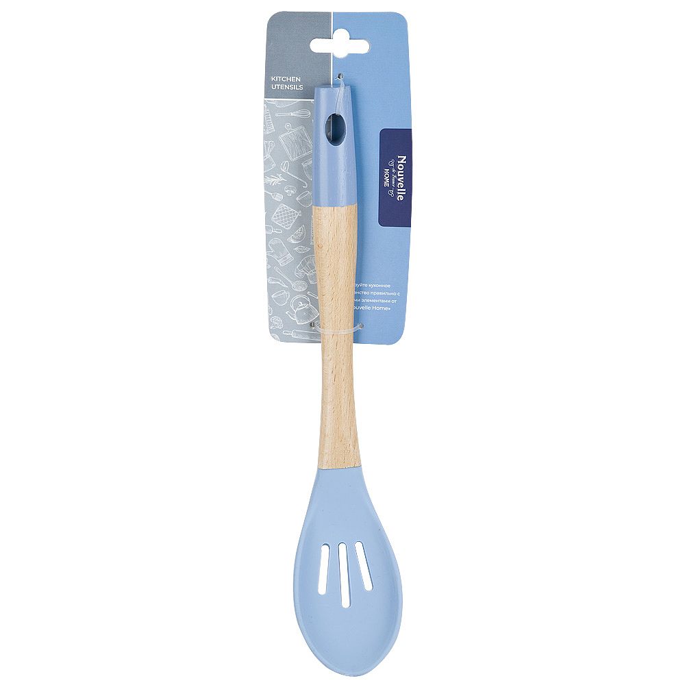 Ложка поварская с прорезями   32x6x2см (2 вида) (упаковочный пакет)