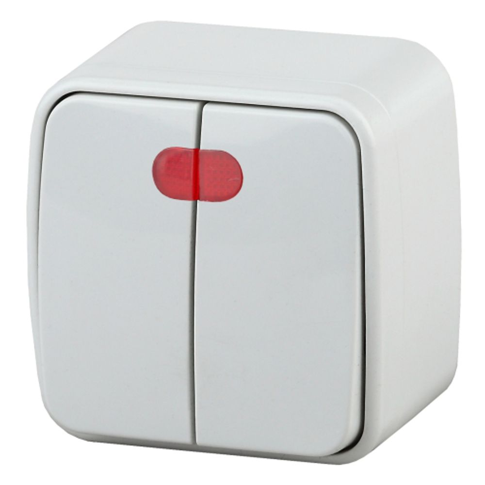 3-105-01 Intro Выключатель двойной с подсветкой, 10А-250В, IP20, ОУ, Polo, белый | Intro Polo