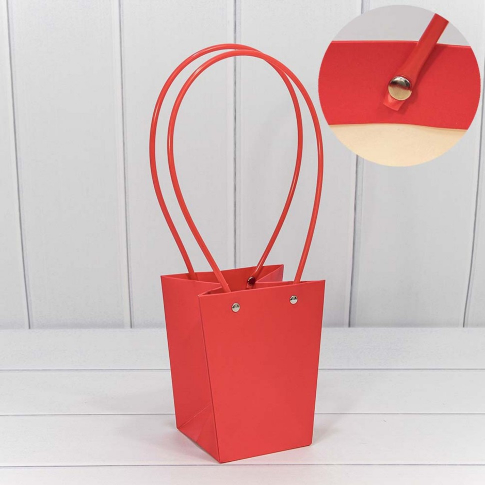 Пакет подарочный 15.5х13х9.5см Ваза для цветов (Красный)