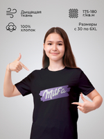 Футболка черная с принтом "Милфа" Milfa