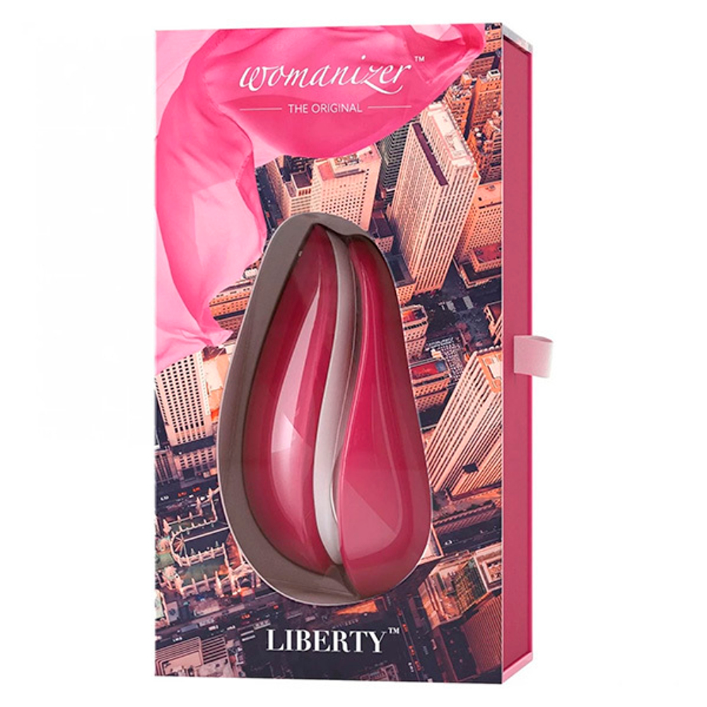 Красный бесконтактный клиторальный стимулятор 10,4см Womanizer Liberty Clitoral Stimulator Red Wine WZ11CL0200
