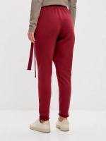 Штаны оверсайз на завязках с запахом большие размеры винный