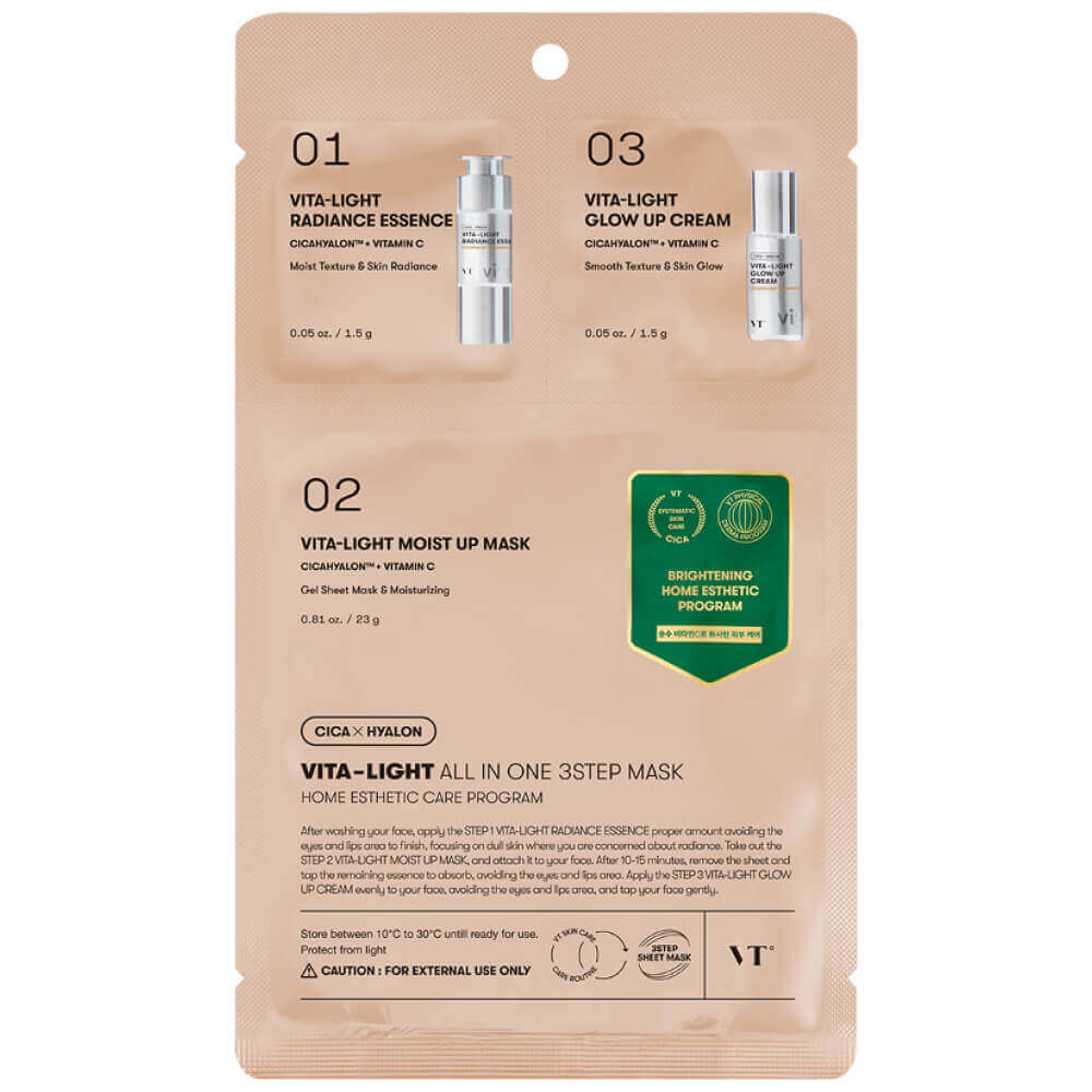 ЧЗ VT Cosmetics Mask 3-Step All In One Vita-Light Маска трёхступенчатая для сияния кожи лица с вита