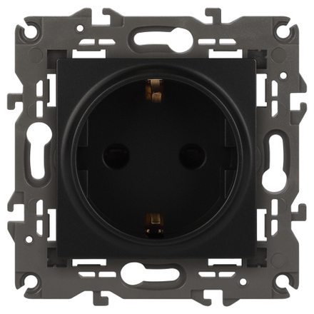 Розетка ЭРА Elegance 14-2101-05 с заземлением 2P+E Schuko 16A-250В IP20 антрацит