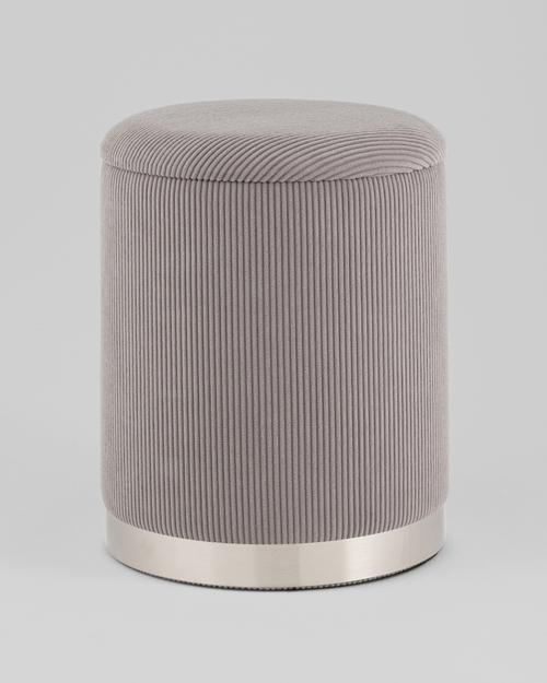 Пуф Эмили с ящиком серебро вельвет серый