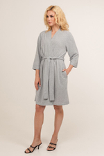 Оригинальный коротенький халатик с поясом (Размер: XXL) (Цвет: грязно-розовый)