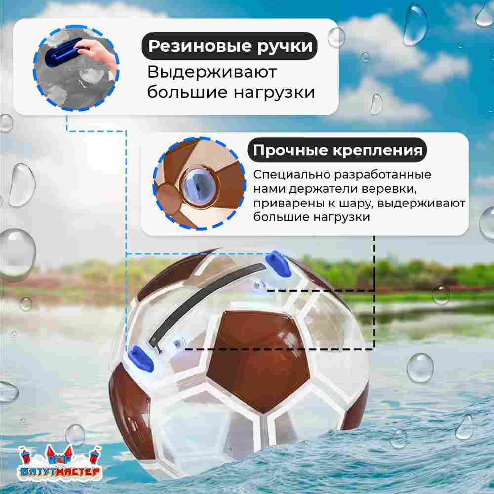 Аттракцион Водный шар ПВХ «Футбольный мяч» 2*2*2 м