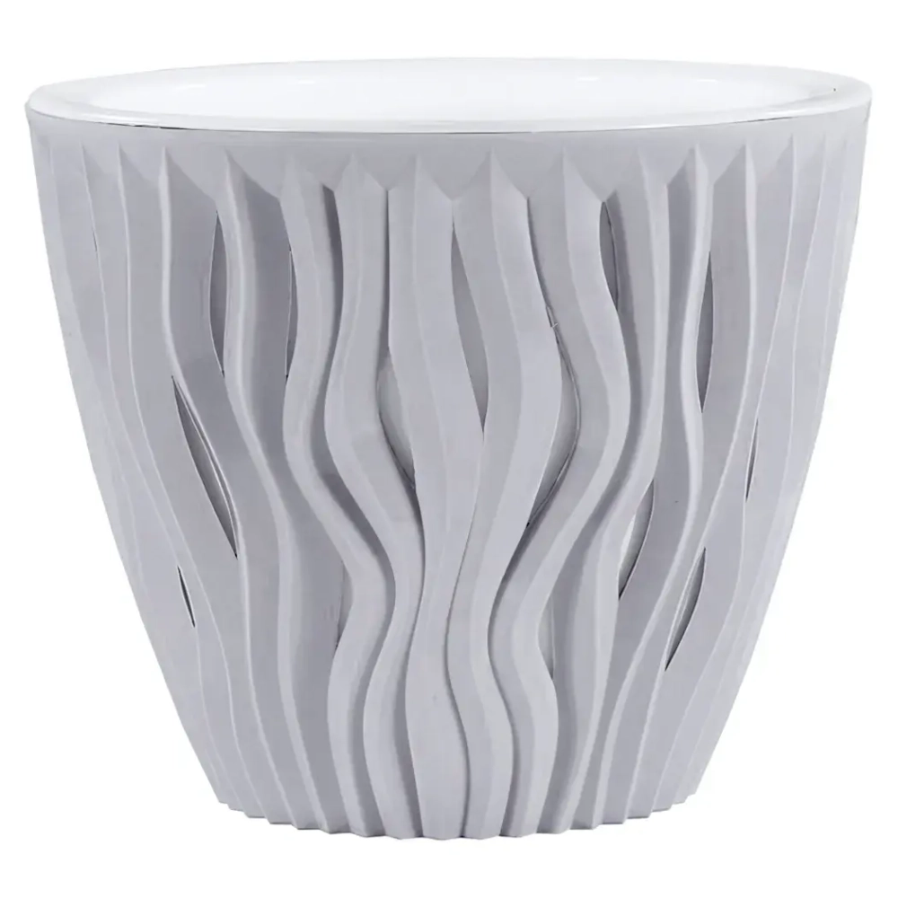 Кашпо для цветов пластиковое 5,7л d-23.5 см «Вдохновение» Серый жемчуг