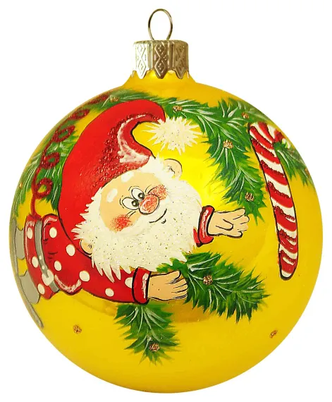 Елочный шар Гномик на елочке 8 см., Коломеев (КУ-80-18075)