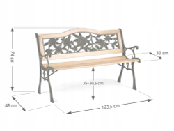 Уличная чугунная скамейка Садовая роза (Garden rose), чугун, лакированный тополь
