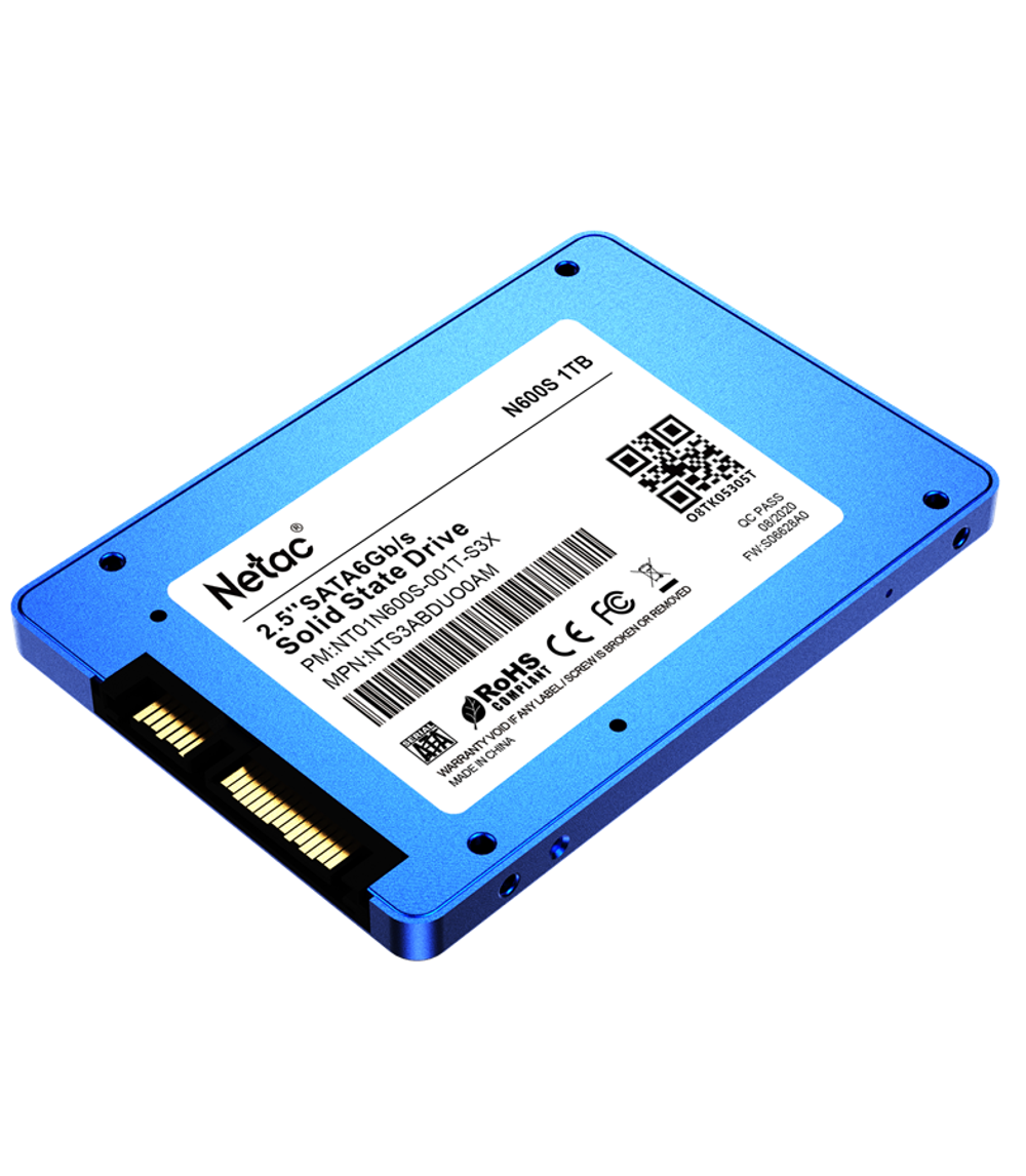 Ssd накопитель Netac SSD N600S 1TB 2.5 SATAIII 3D NAND, 7mm, R/W up to 560/520MB/s, TBW 560TB, 5y wty