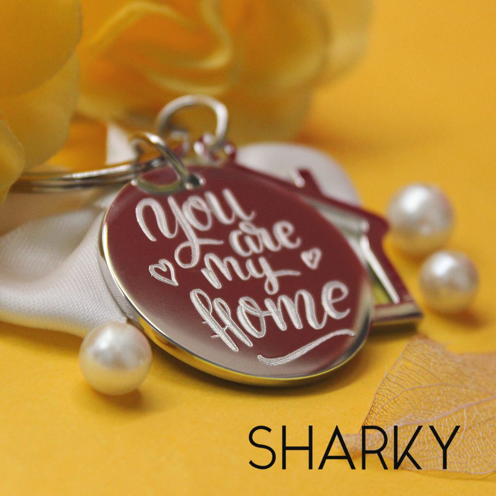 Брелок Домик с гравировкой Ты мой дом