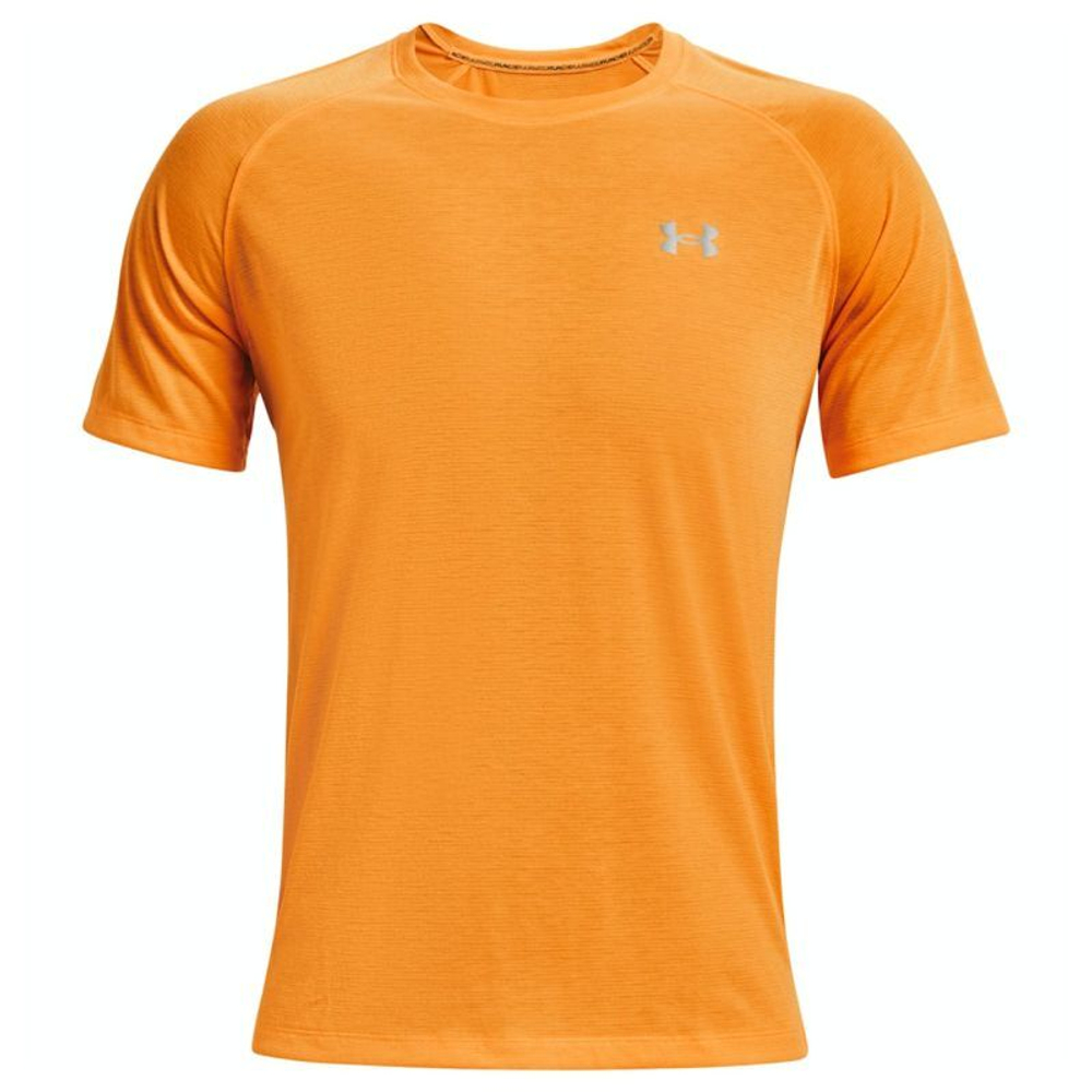 Мужская теннисная футболка Under Armour Men's Streaker Run Short Sleeve - omega orange/reflective