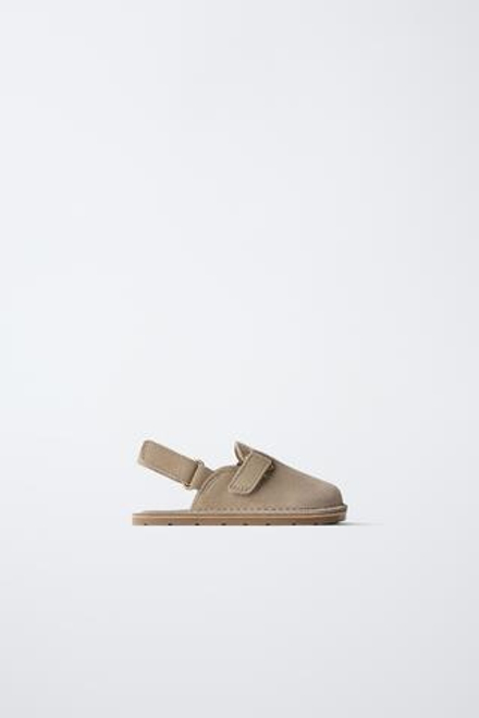 ZARA КОЖАНЫЕ САБО BAREFOOT, ПЕСОЧНО-КОРИЧНЕВЫЙ