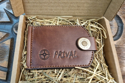 Зажим для купюр PRIVAL (натуральная кожа , ручная работа) цвет  коричневый
