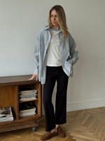 Футболка с контрастной отделкой для бер. и кор., Айвори с голубым