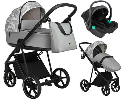 Детская коляска Roan Sol Flowers 3 в 1 с автокреслом Pituso Santiso Pro RSF/5002 Gray/Black