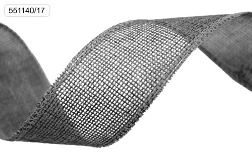 Лента Льняная 4см х 28м с проволокой (Серый)
