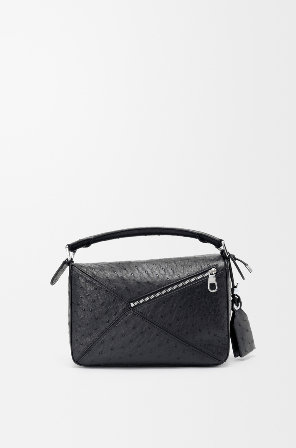 Loewe Маленькая сумка Puzzle Featherlight из страусиной кожи, черный