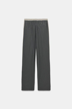 ZARA БРЮКИ В ПОЛОСКУ ИЗ СМЕСОВОЙ ВИСКОЗЫ, ТЕМНЫЙ АНТРАЦИТ