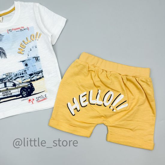 Комплект хлопковый "Hello" белый/желтый