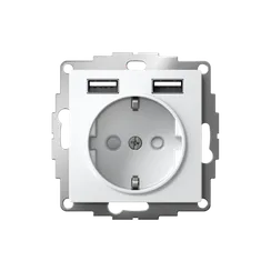 Розетка 1-м СП AtlasDesign 16А IP20 с 2-мя заряд. устройствами USB тип A+A 5В/2.4А 2х5В/1.2А механизм бел. SE ATN000130