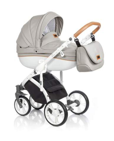 Детская коляска Roan Bass Soft 3 в 1 New 2019 эко-кожа (Серый) Island Stone