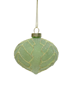 Набор елочных игрушек 8см 9шт ChristmasDeLuxe зеленый в инее с листьями