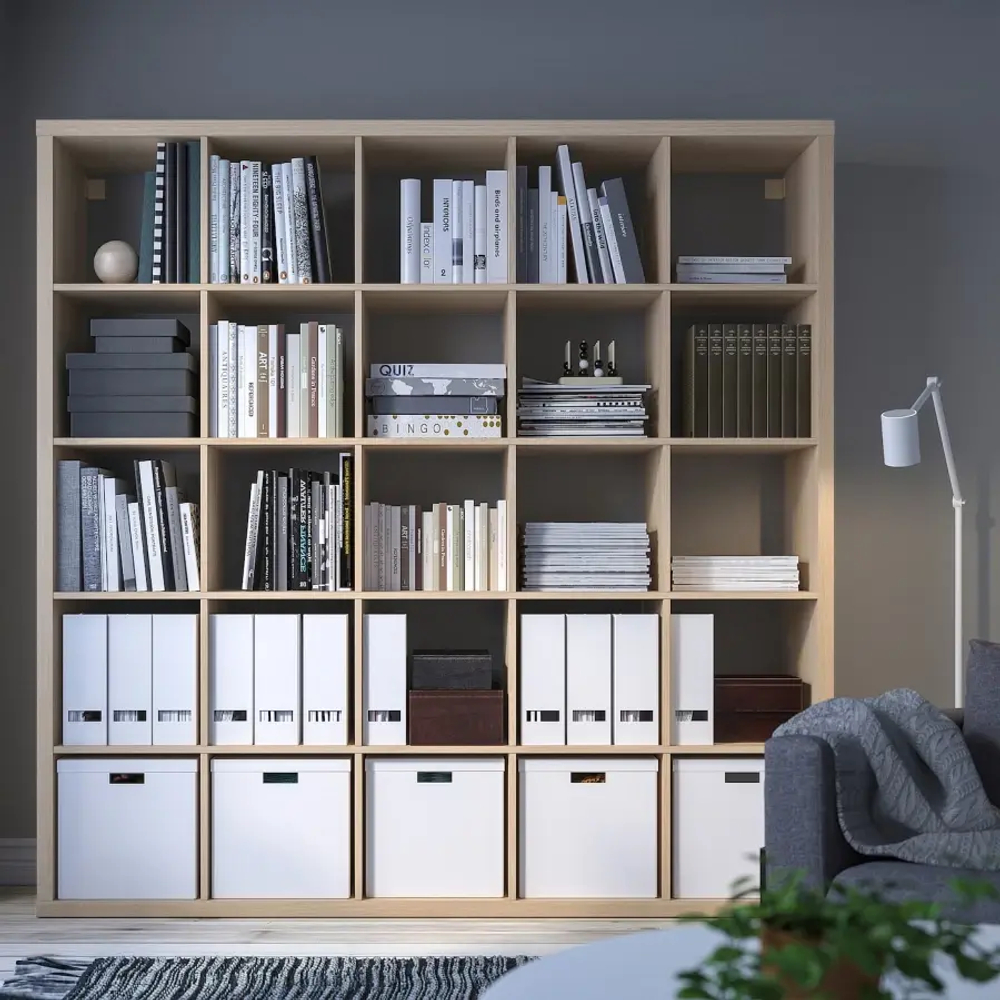 Стеллаж 25 ячеек - IKEA KALLAX, 147х147 см, под беленый дуб, КАЛЛАКС ИКЕА