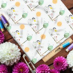 Ткань оксфорд 210 солнце и девочка в лесу с одуванчиком