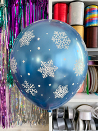 Шар Новый год снежинки, хром синий (БГ-17)