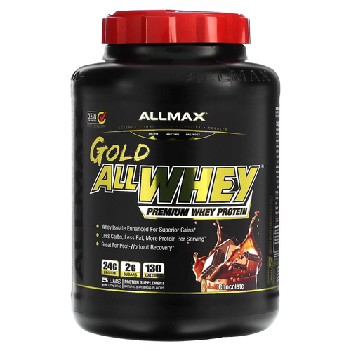 ALLMAX, GOLD ALLWHEY®, сывороточный протеин премиального качества, шоколад, 2,27 кг (5 фунтов)
