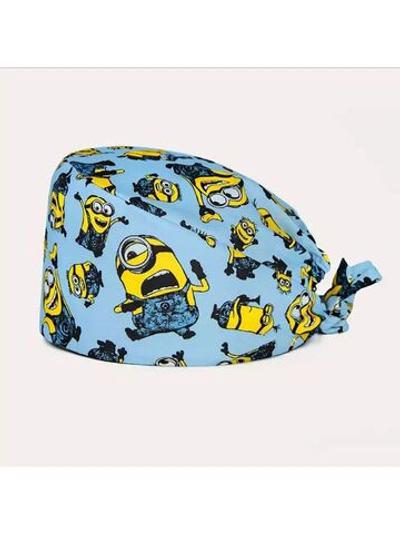Шапочка медицинская, принт "Миньоны", голубой