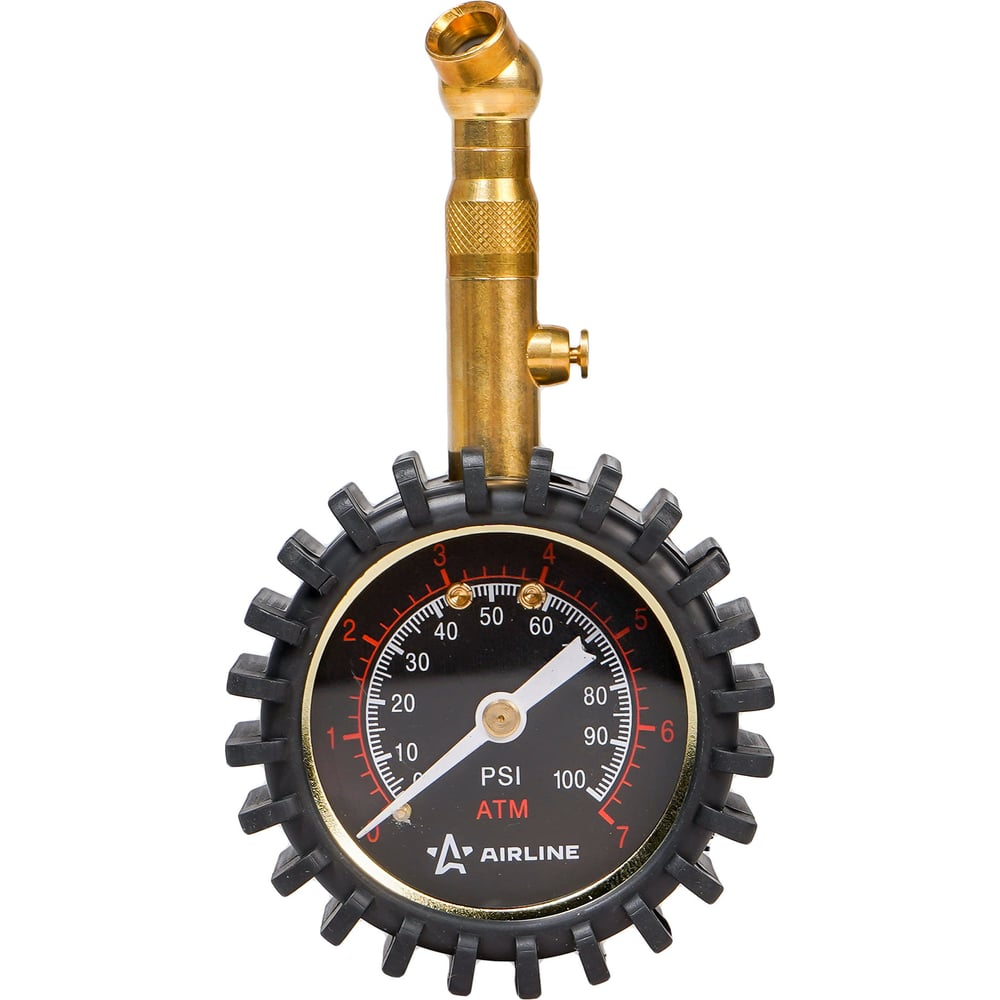 Манометр автомобильный для шин 7 атм, стрелочный, профессиональный AIRLINE AEAS002