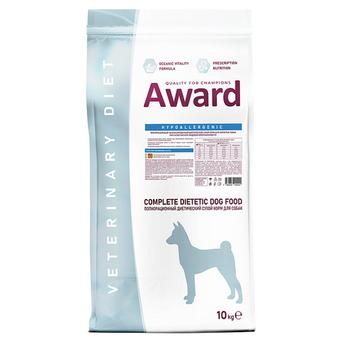 Сухой диетический корм для взрослых собак AWARD VETERINARY DIET HYPOALLERGENIC при аллергии или пищевой непереносимости 10 кг