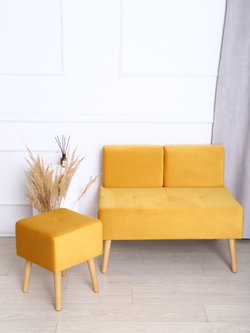 Диван "Twist" антивандальный велюр Mustard/натурал. Для кухни, прихожей, салона красоты, офиса. 100х67х80 см