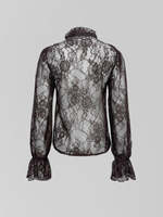 Блузка AYA collection однотонная кружевная на пуговицах с рюшами